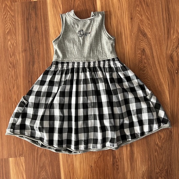 Deux par Deux black & white checked Girls Dress Size 4 - Picture 2 of 8